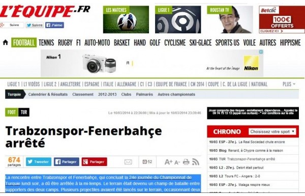 'Trabzonspor-Fenerbahçe derbisi dış basında!