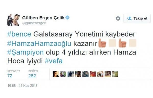 Gülben Ergen'den Hamzaoğlu paylaşımı