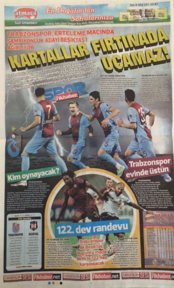 Trabzonspor - Beşiktaş öncesi manşetler