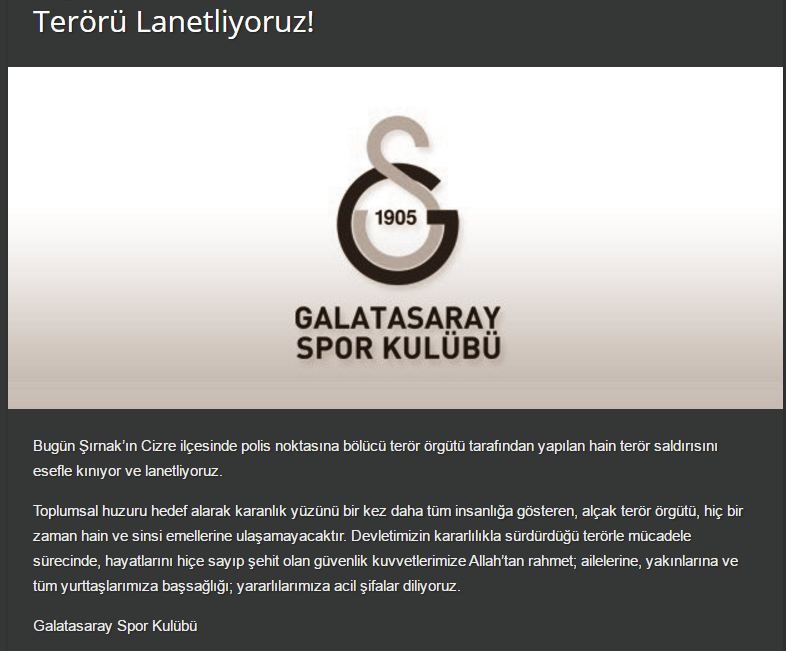 Spor dünyasından teröre lanet!