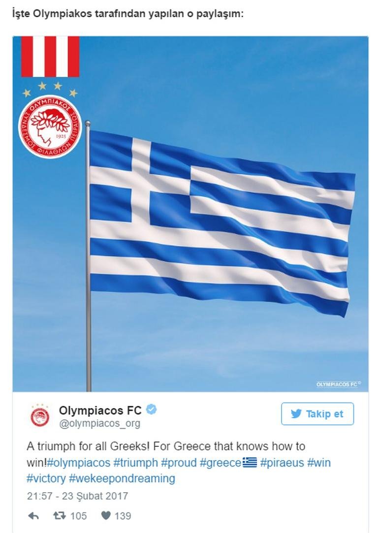 Olympiakos’tan olay paylaşım!