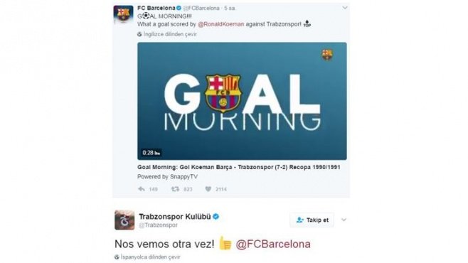 Trabzonspor’dan Barcelona’ya ’tekrar görüşürüz’ mesajı