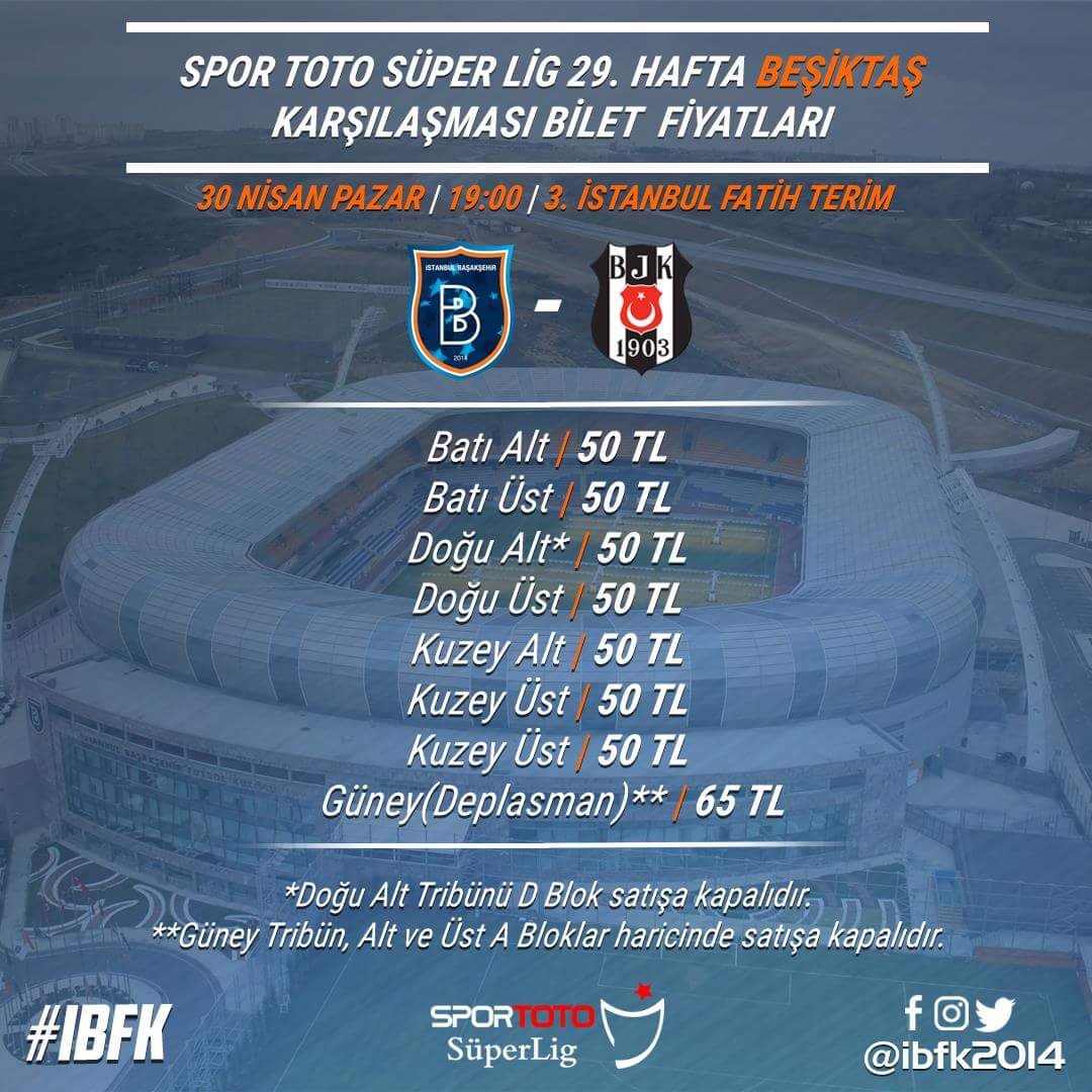 Başakşehir-Beşiktaş bilet fiyatları