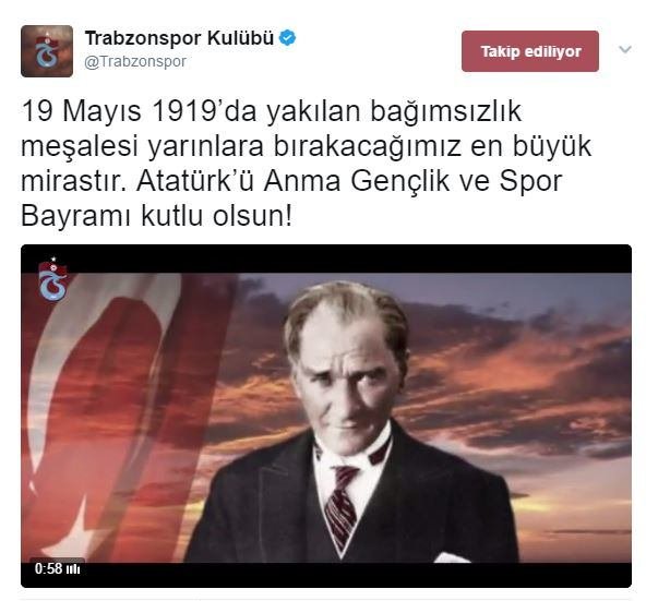 Trabzonspor’dan 19 Mayıs mesajı
