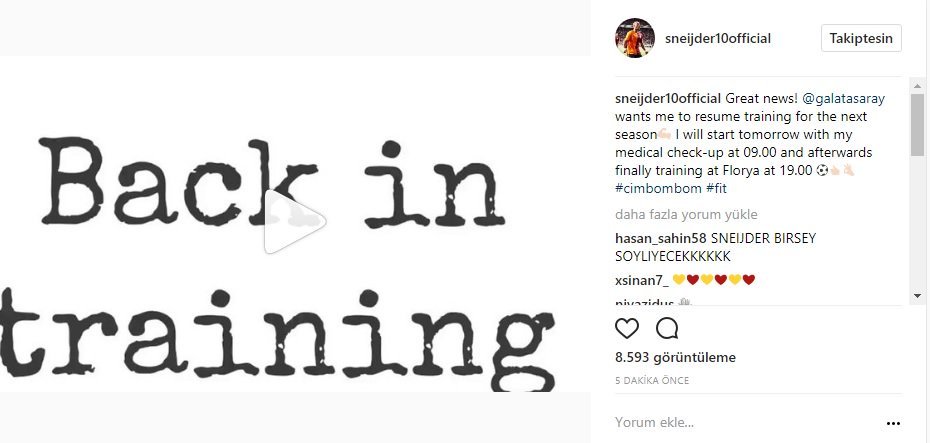 'Sneijder'in paylaşımı sosyal medyayı salladı