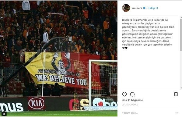 Muslera’dan Galatasaraylı taraftarlara...