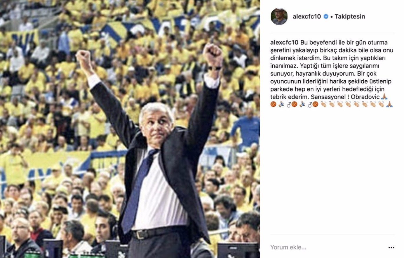 Alex de Souza’dan Zeljko Obradovic paylaşımı