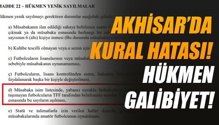 'Akhisar - Beşiktaş maçında kural hatası! Hükmen galibiyet!