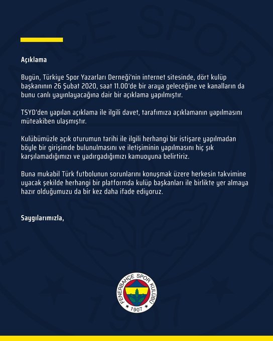 <h2>FENERBAHÇE’DEN FLAŞ AÇIKLAMA</h2>