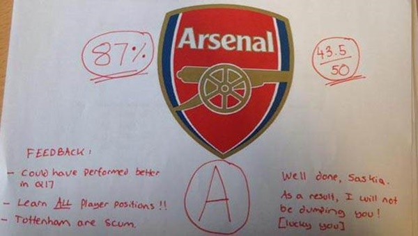Sevgilisine Arsenal sınavı yaptı
