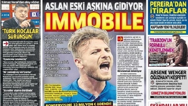 Spor gazetelerinde günün manşetleri (1 Ocak 2016)