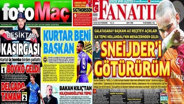 Spor gazetelerinde günün manşetleri (21 Ocak 2016)