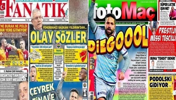 Spor gazetelerinde günün manşetleri (31 Ocak 2016)