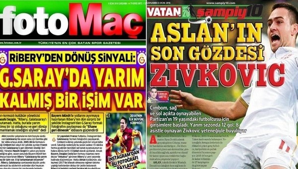 Spor gazetelerinde günün manşetleri (6 Ocak 2016)
