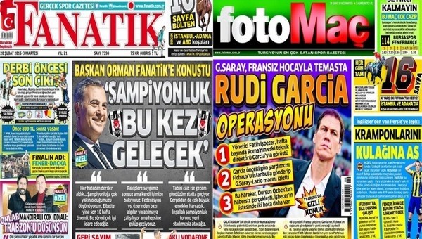 Gazetelerde günün manşetleri (20 Şubat 2016)