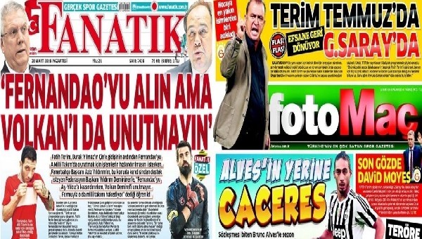 Spor gazeteleri oku - Spor gazete manşetleri (Fanatik, Fotomaç, AMK gazeteleri - 28 Mart 2016)