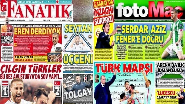 Gazetelerde günün manşetleri (30 Mart 2016)