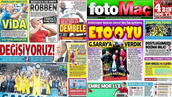 Spor gazeteleri oku - Spor gazete manşetleri - Gazete Oku (Fanatik, Fotomaç, AMK gazeteleri - 14 Haziran 2016)