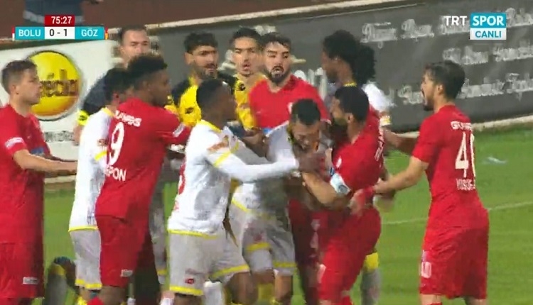 Boluspor'da, Göztepe maçında Andre Santos rakibine saldırmaya çalıştı! Kırmızı kart...