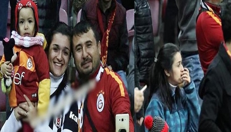 Galatasaray - Akhisar maçında Beşiktaşlı kadının formasını çıkardılar