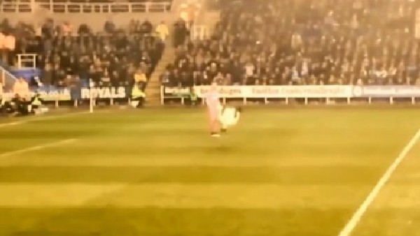 Taraftar sahaya girdi takla attı...