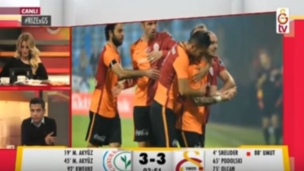 Rize'nin galibiyet golünde  GS TV spikeri yıkıldı!