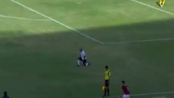 Futbol sahasını arılar bastı!