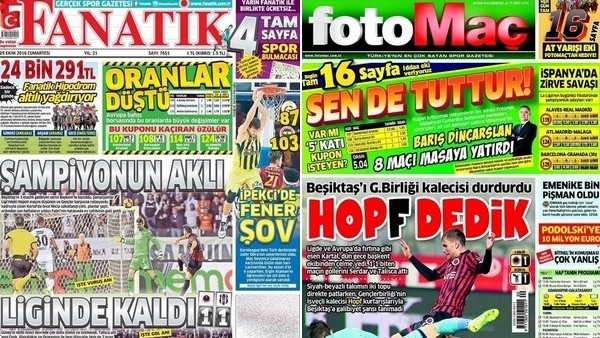 Gazetelerde günün manşetleri (29 Ekim Cumartesi 2016)