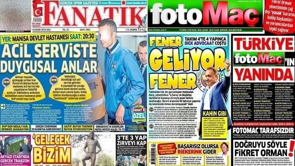 Gazetelerde günün manşetleri (8 Kasım 2016)