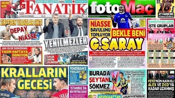 Gazetelerde günün manşetleri (3 Kasım 2016)