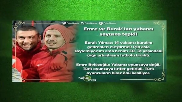 Emre Belözoğlu: 'Türk oyuncuların önü kesiliyor'