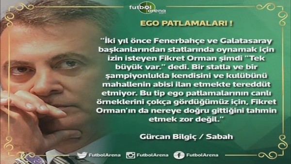 Fikret Orman'a eleştiri! "Ego patlamaları"