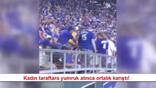 Kadın taraftara yumruk atınca ortalık karıştı!