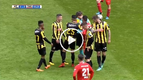 Hakemi önce düşürdü, sonra sarı kart gösterdi!