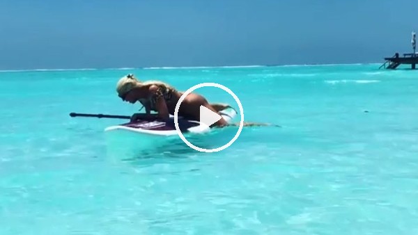 Jelena Karleusa'nın surf tahtası ile imtihanı