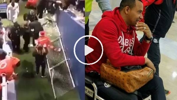 Tribün korkuluğu futbolcunun üzerine yıkıldı...