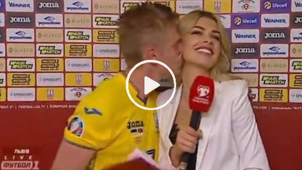 Zinchenko canlı yayında kadın muhabiri öptü
