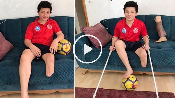 En genç ampute futbolcu salgın nedeniyle antrenmanlarını evde yapıyor