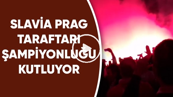Slavia Prag taraftarı şampiyonluğu kutluyor