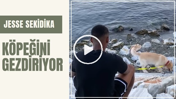 Jesse Sekidika köpeğini gezdiriyor