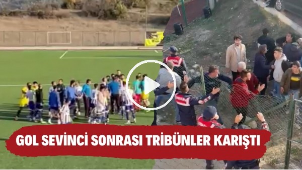 Gol sevinci sonrası tribünler karıştı! Jandarma araya girdi