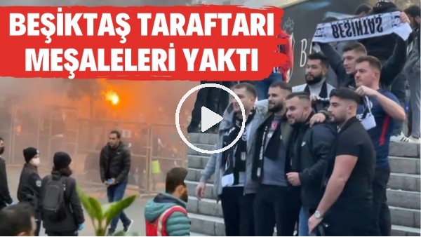 Beşiktaş taraftarı Trabzonspor maçı öncesi meşaleleri yaktı