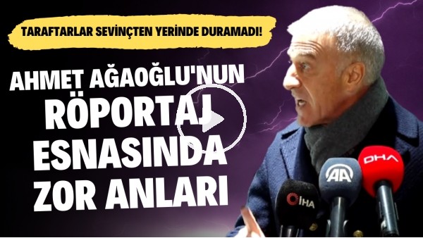 Ahmet Ağaoğlu'nun röportaj esnasında zor anları | Trabzonspor taraftarı seviçten yerinde duramadı!